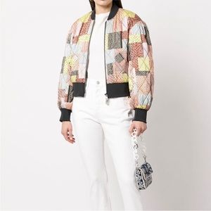 NWT 5a7 Cinq A Sept Yvonne patchwork quilted bomber jacket